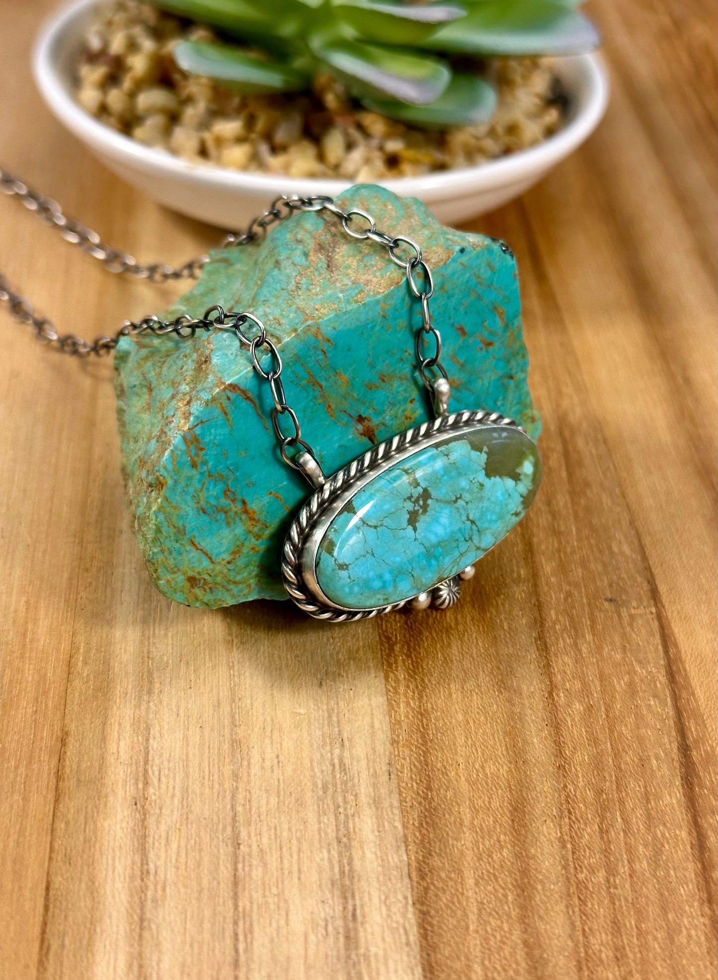 Kingman Turquoise Oval Sterling Silver Necklace