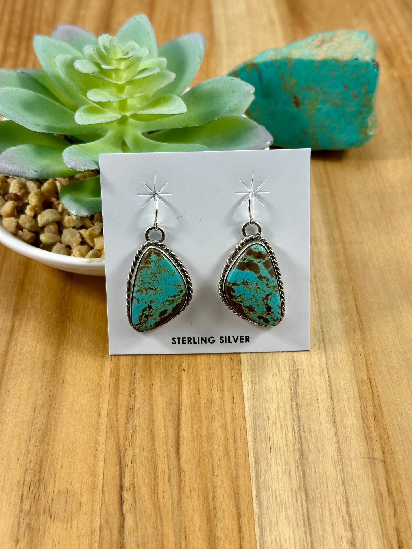 Kingman Turquoise Sterling Dangle Earrings