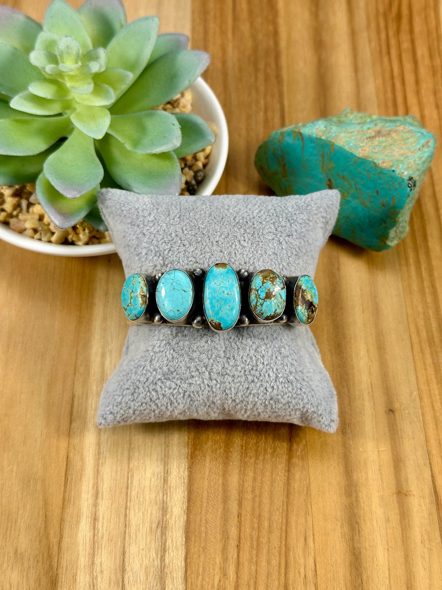 Kingman Turquoise 5 Stone Sterling Cuff