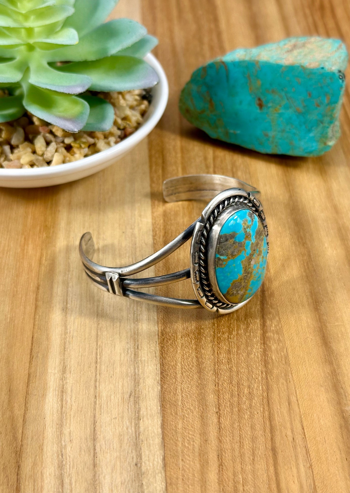 Kingman Turquoise Oval Sterling Cuff