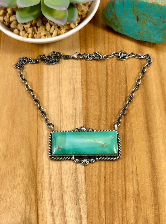 Kingman Turquoise Bar Sterling Necklace