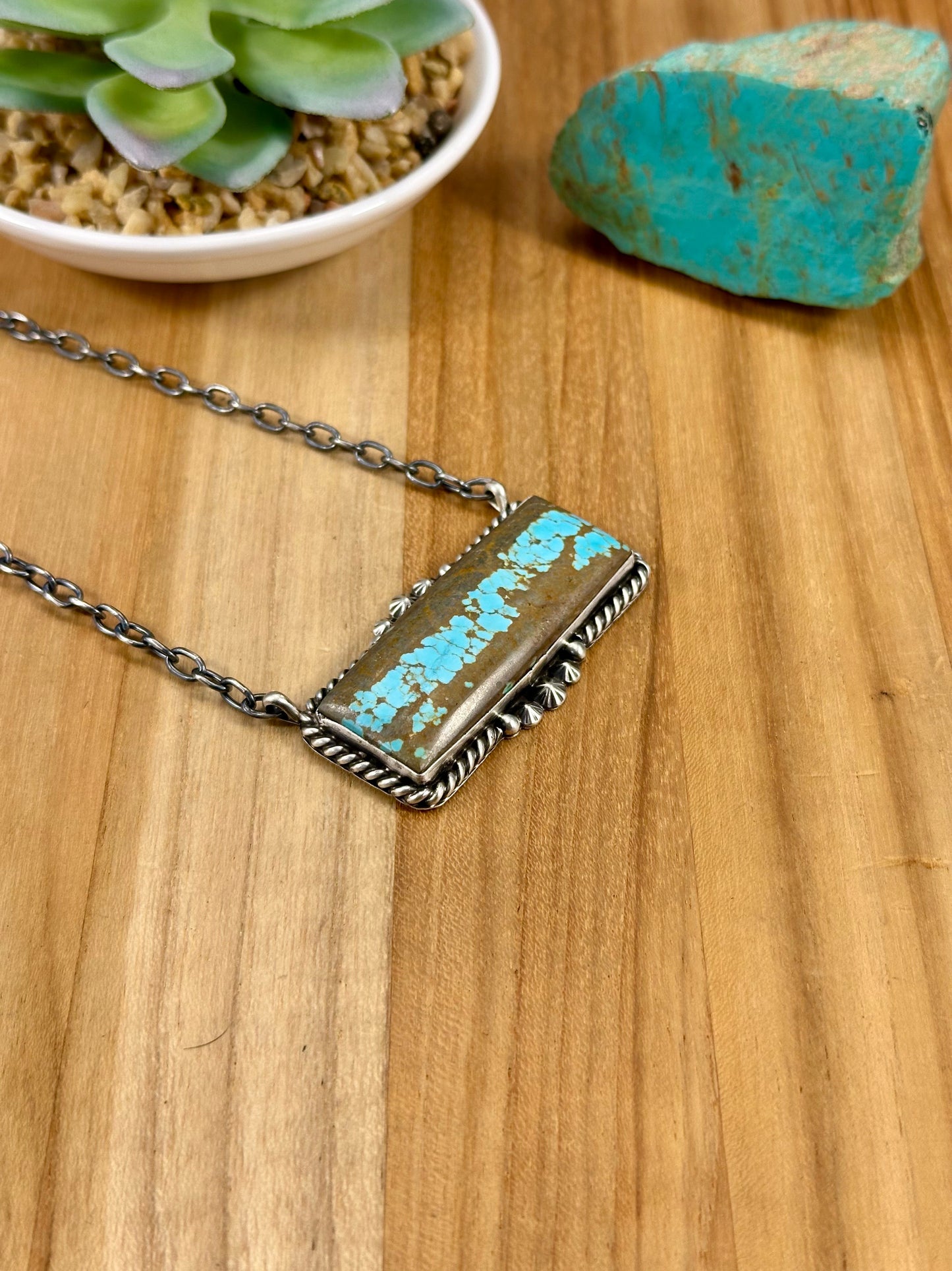 #8 Turquoise Bar Sterling Necklace