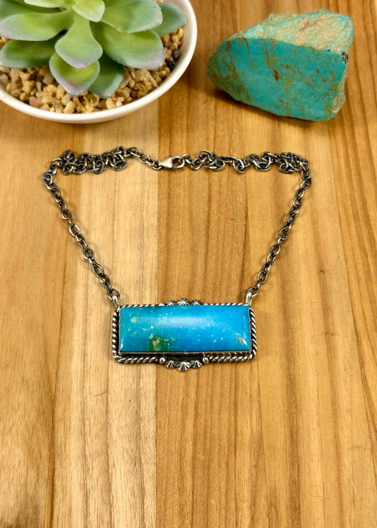 Kingman Turquoise Bar Sterling Necklace