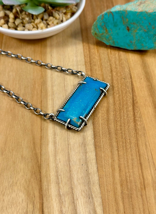 Kingman Turquoise Waterproof Bar Necklace