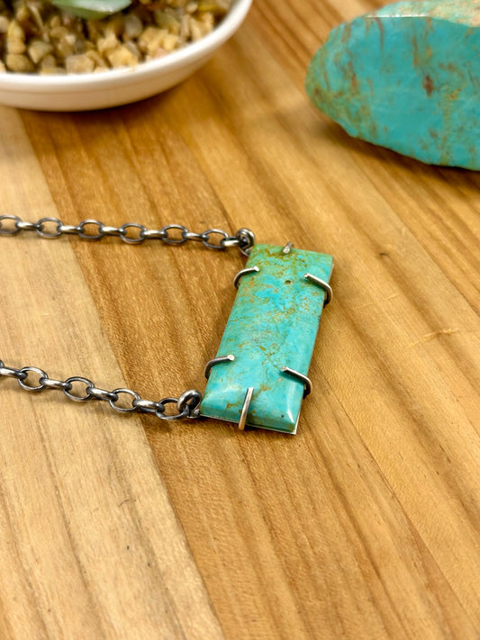 Kingman Turquoise Waterproof Bar Necklace