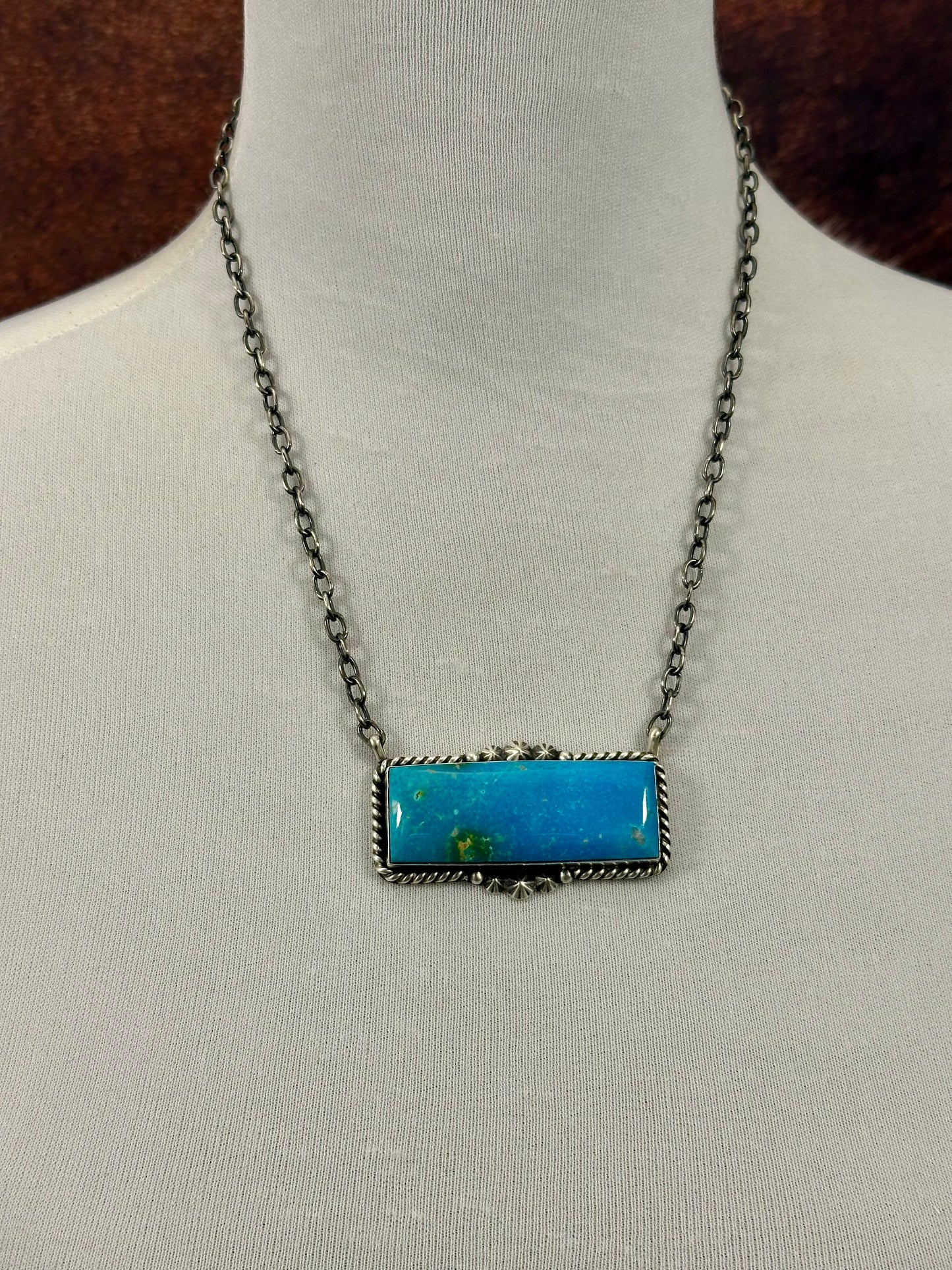 Kingman Turquoise Bar Sterling Necklace
