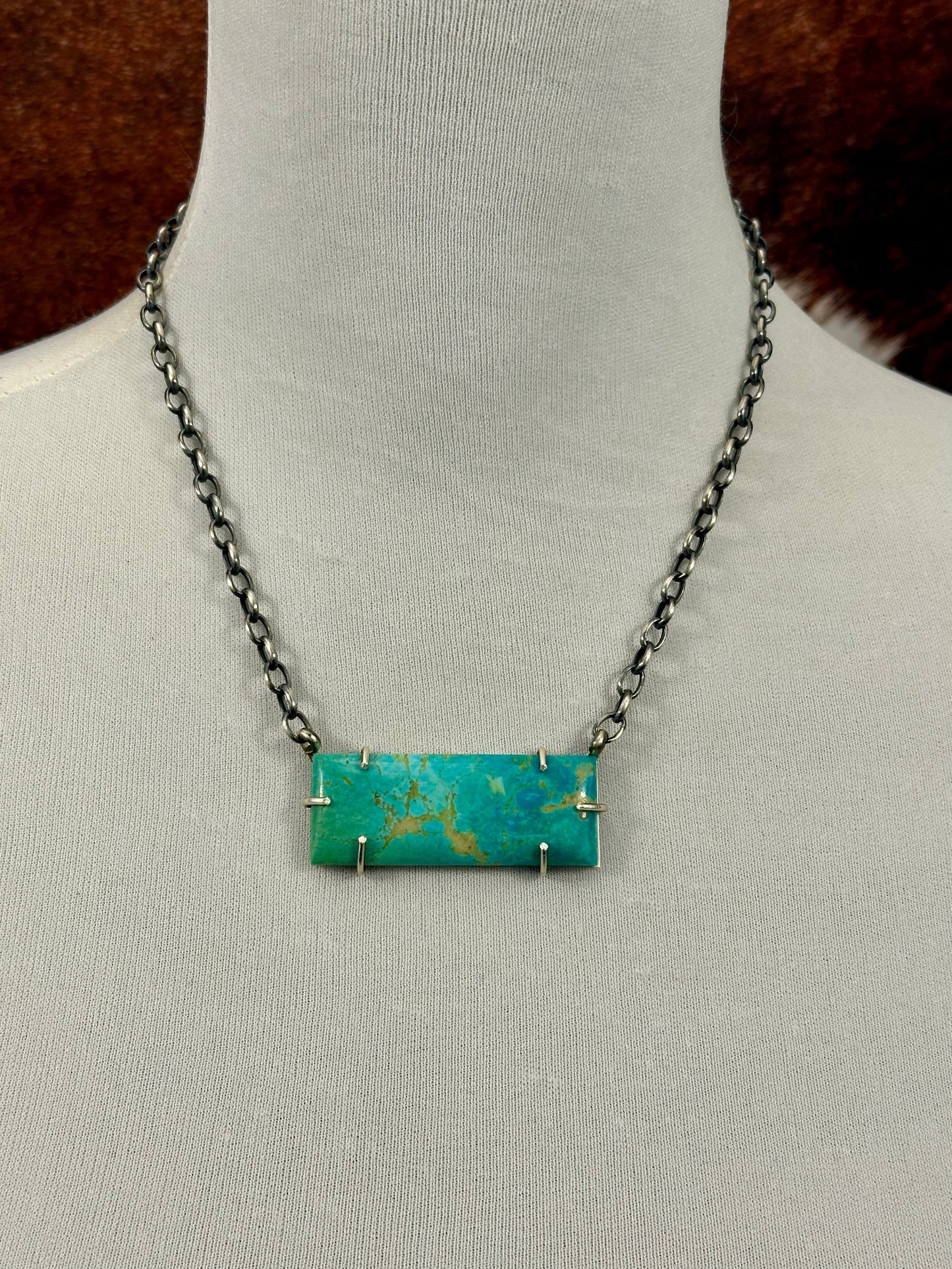 Kingman Turquoise Waterproof Bar Necklace