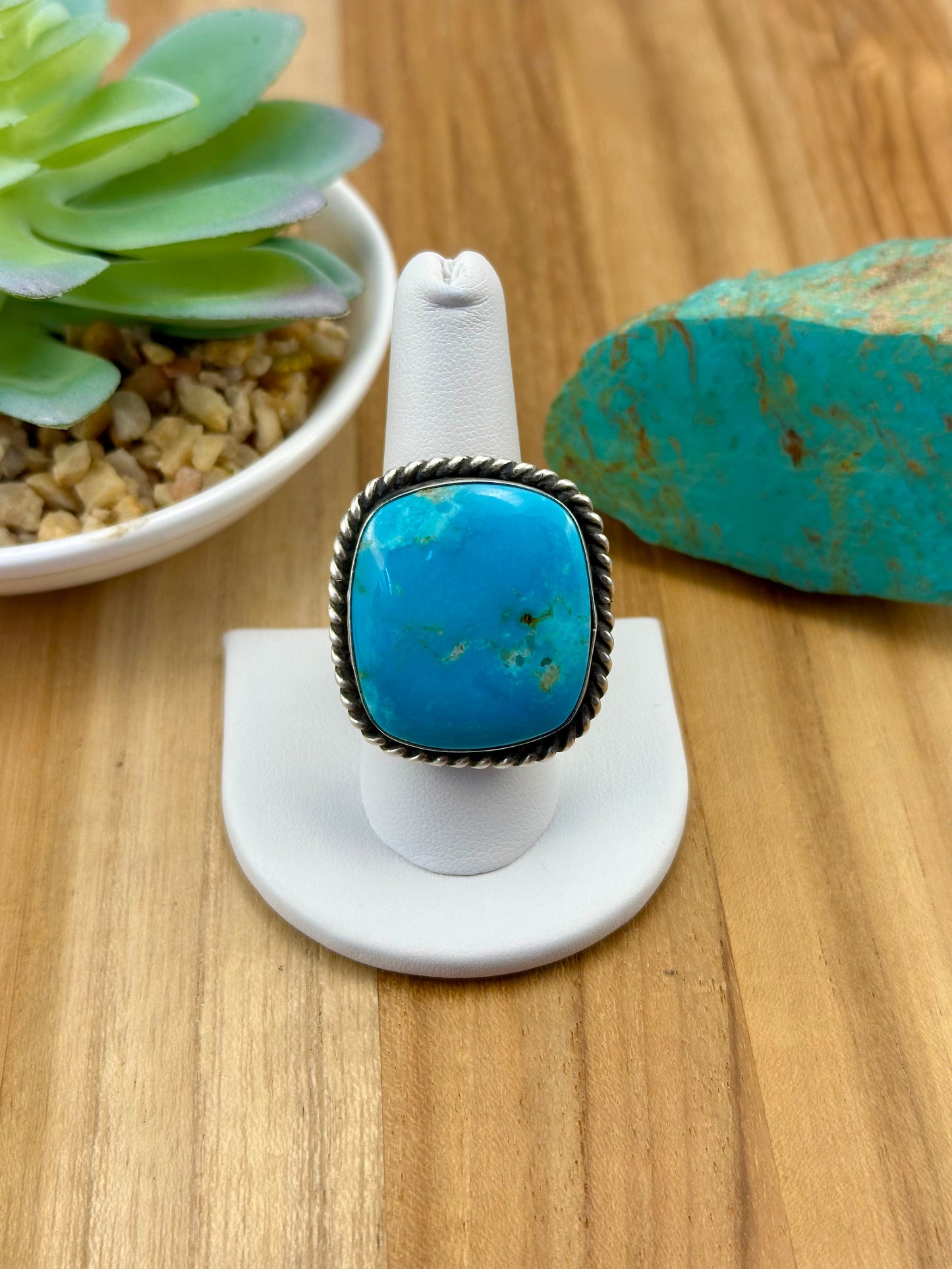 Kingman Turquoise Square Sterling Ring
