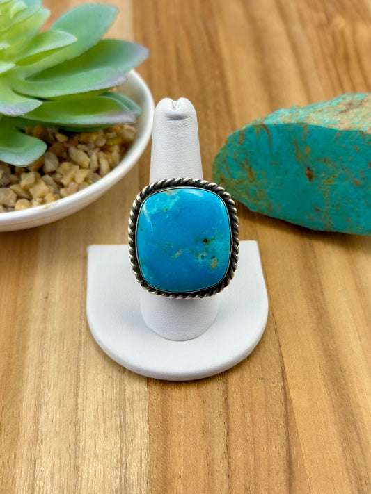 Kingman Turquoise Square Sterling Ring