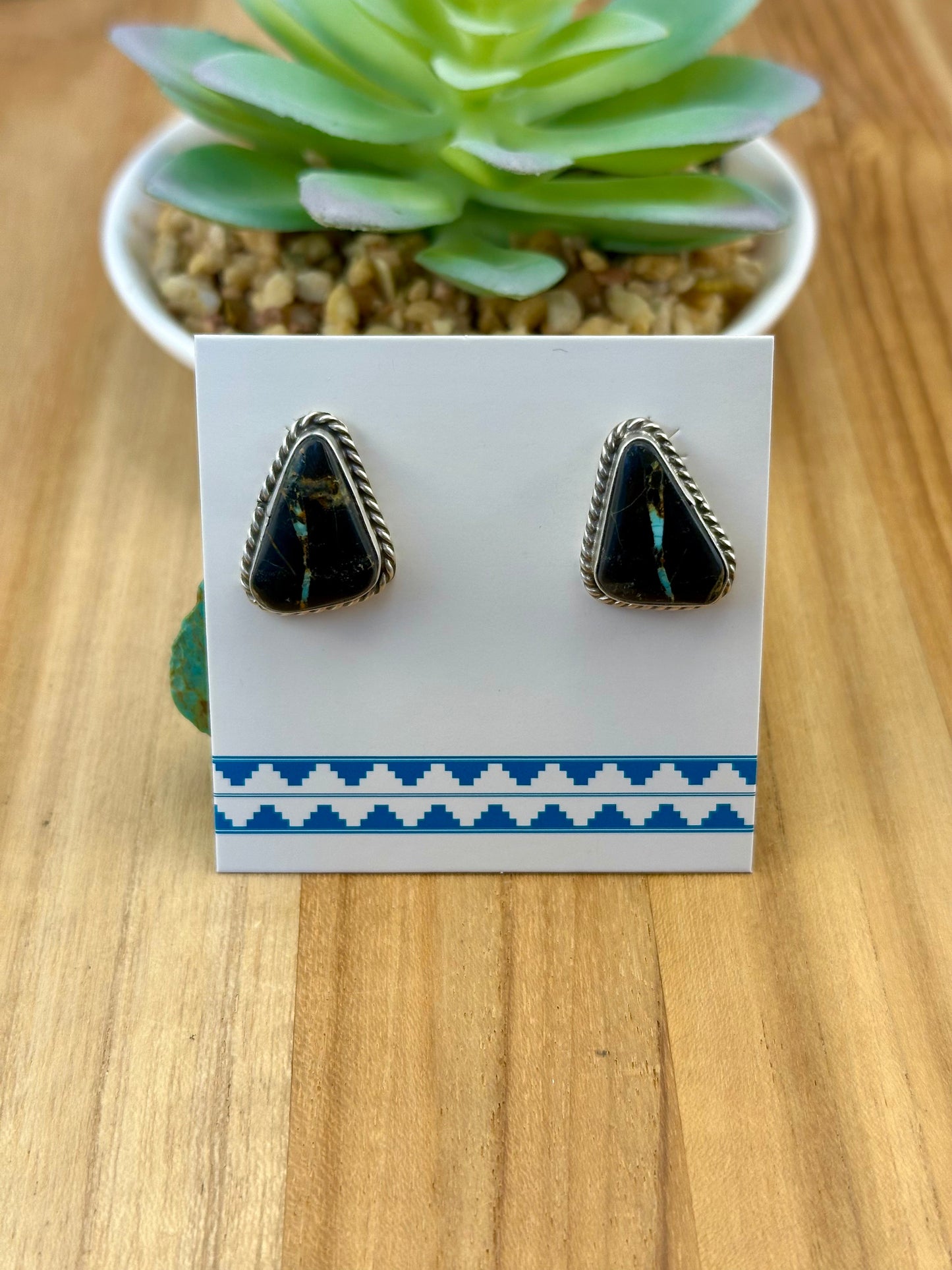 Blackjack Triangle Stud Sterling Earrings