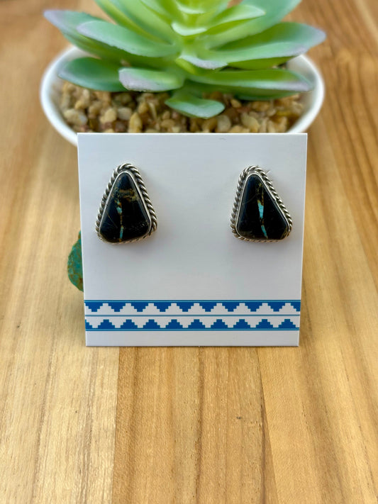 Blackjack Triangle Stud Sterling Earrings