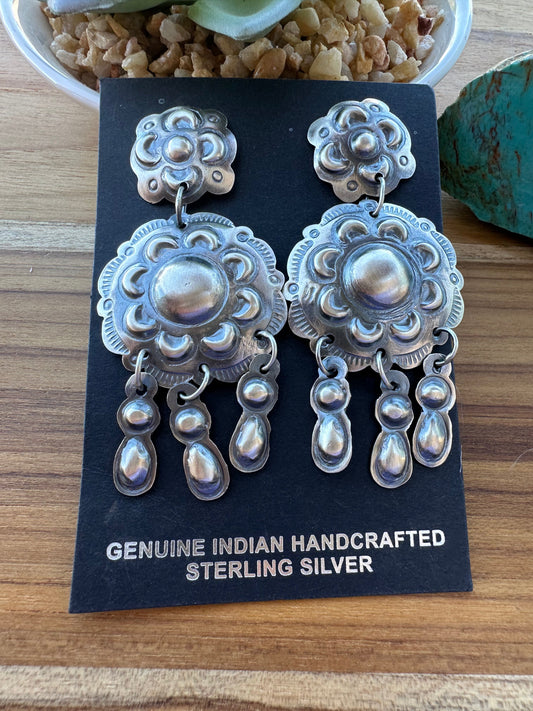 Turquoise and Sterling Silver Stamp Earrings