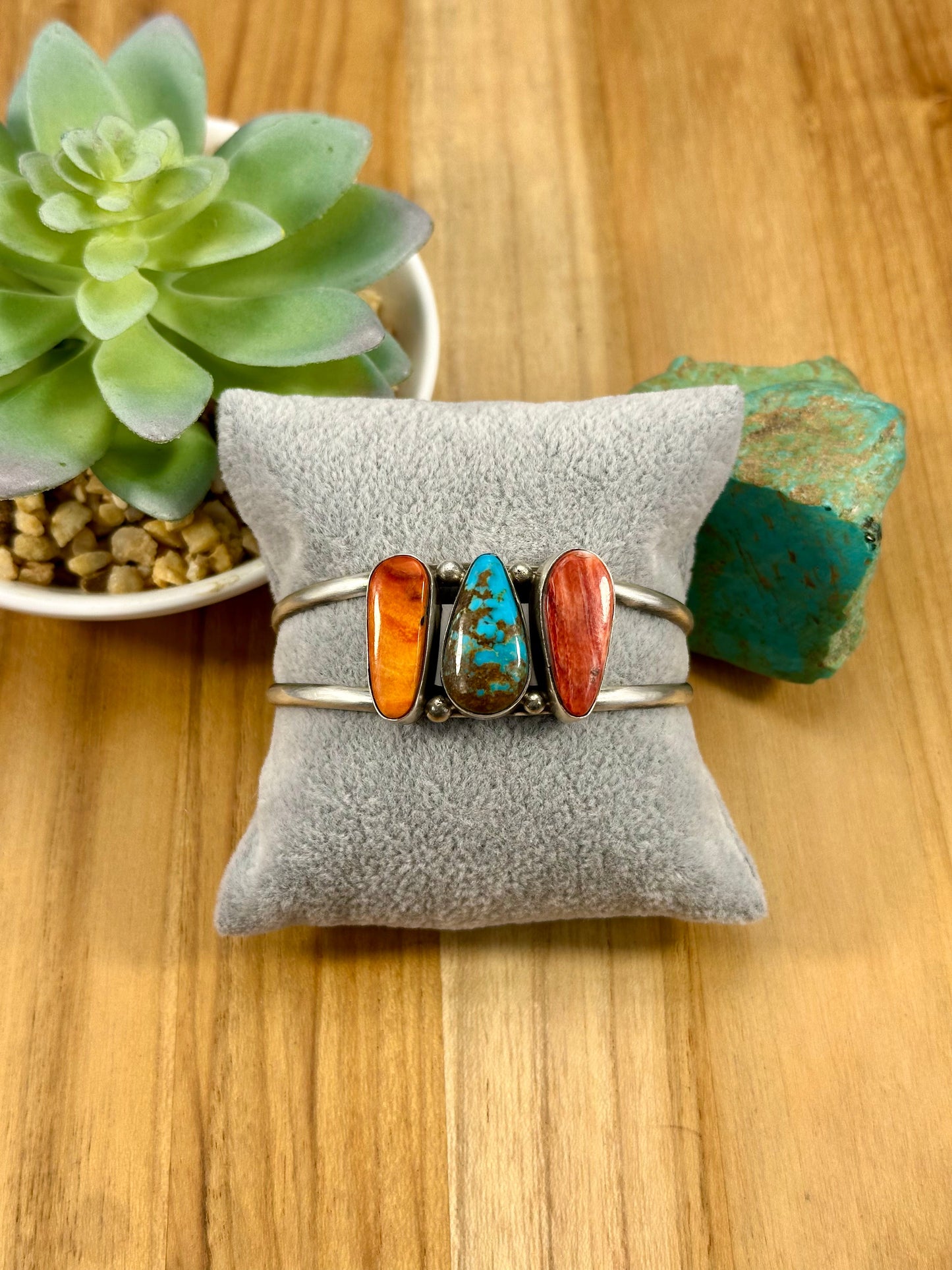 Kingman & Spiny 3 Stone Sterling Cuff