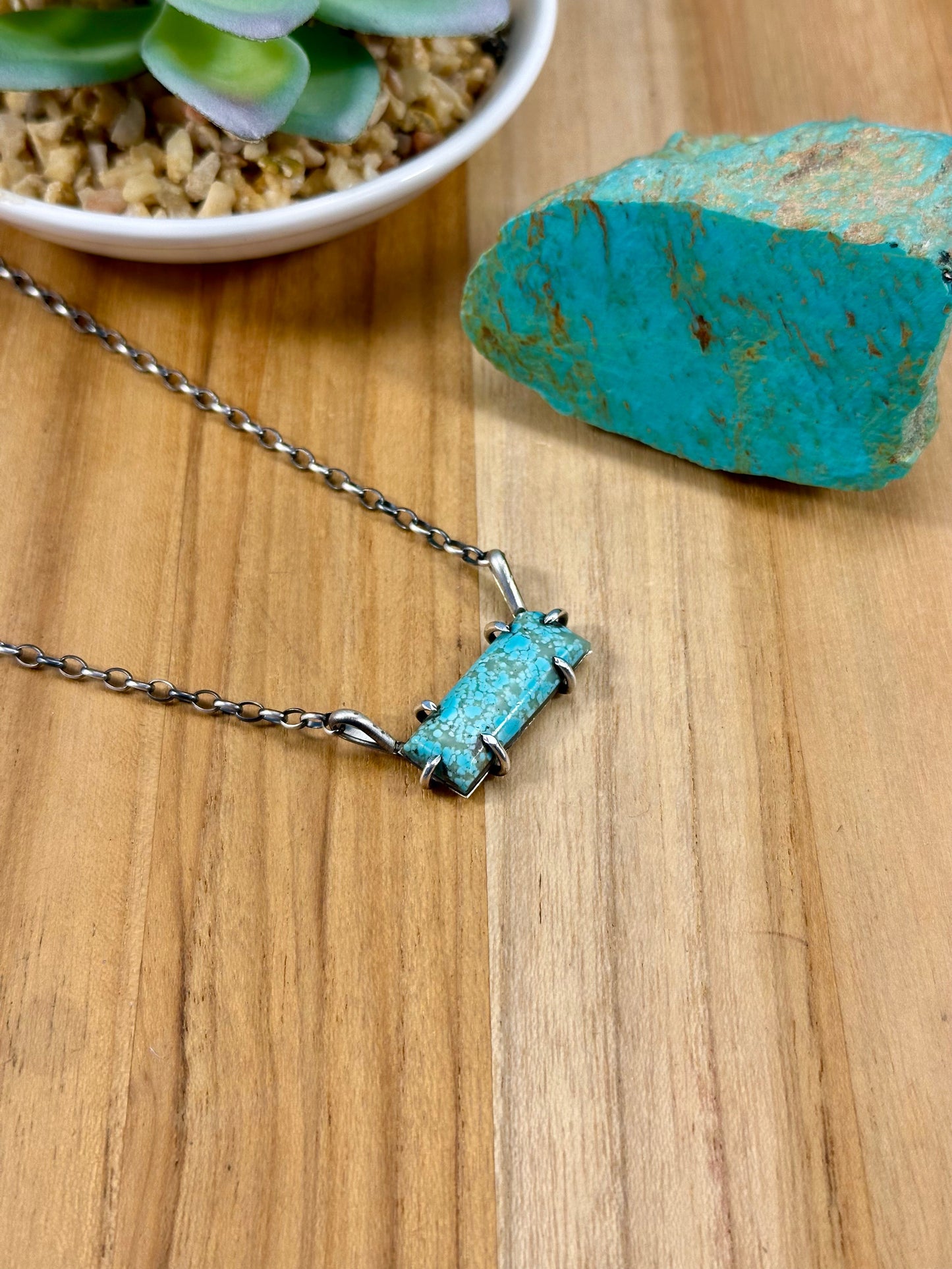 Kingman Turquoise Waterproof Bar Necklace