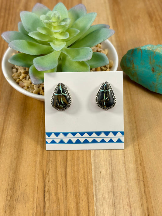 Blackjack Teardrop Stud Earrings