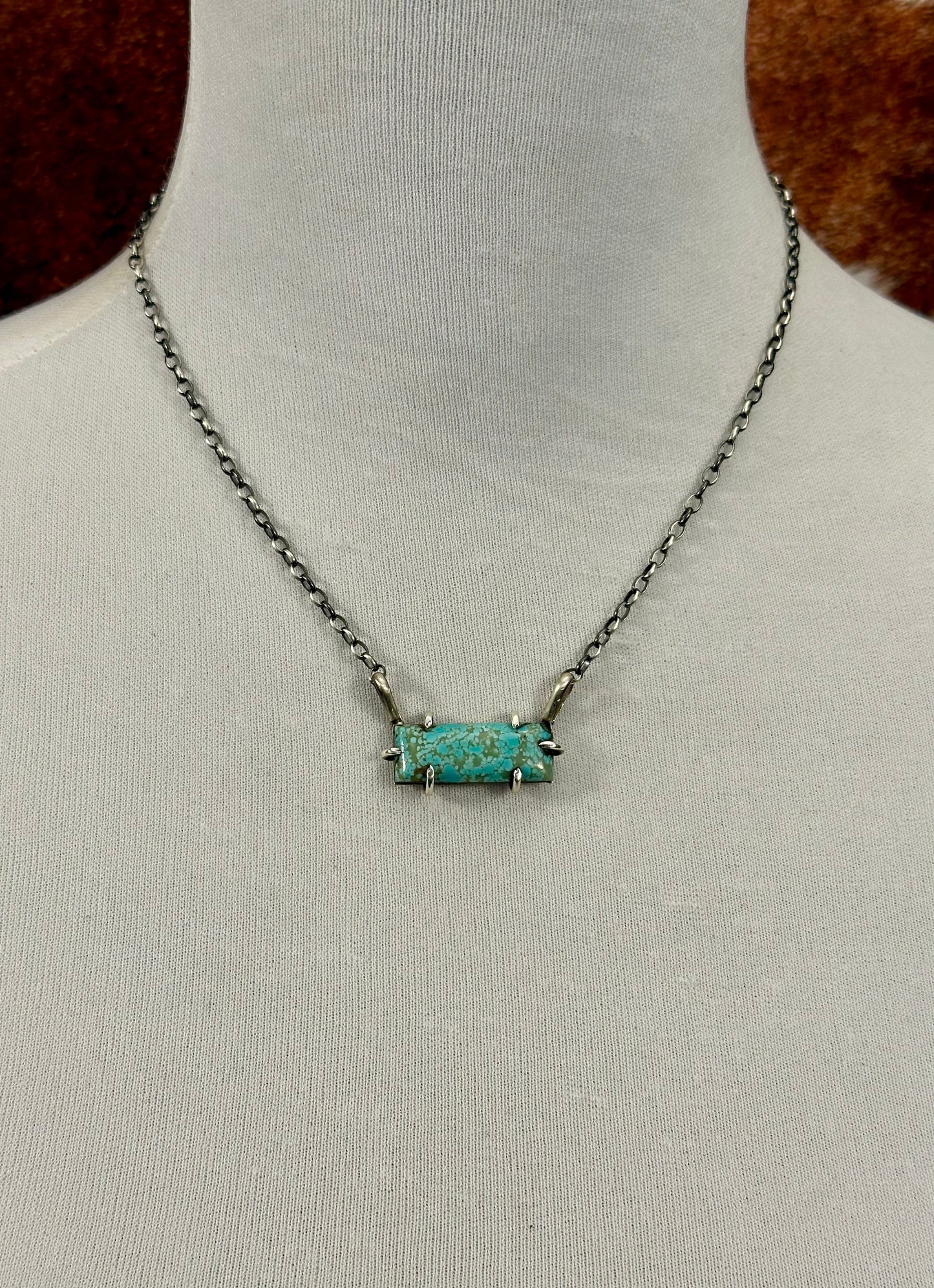 Kingman Turquoise Waterproof Bar Necklace
