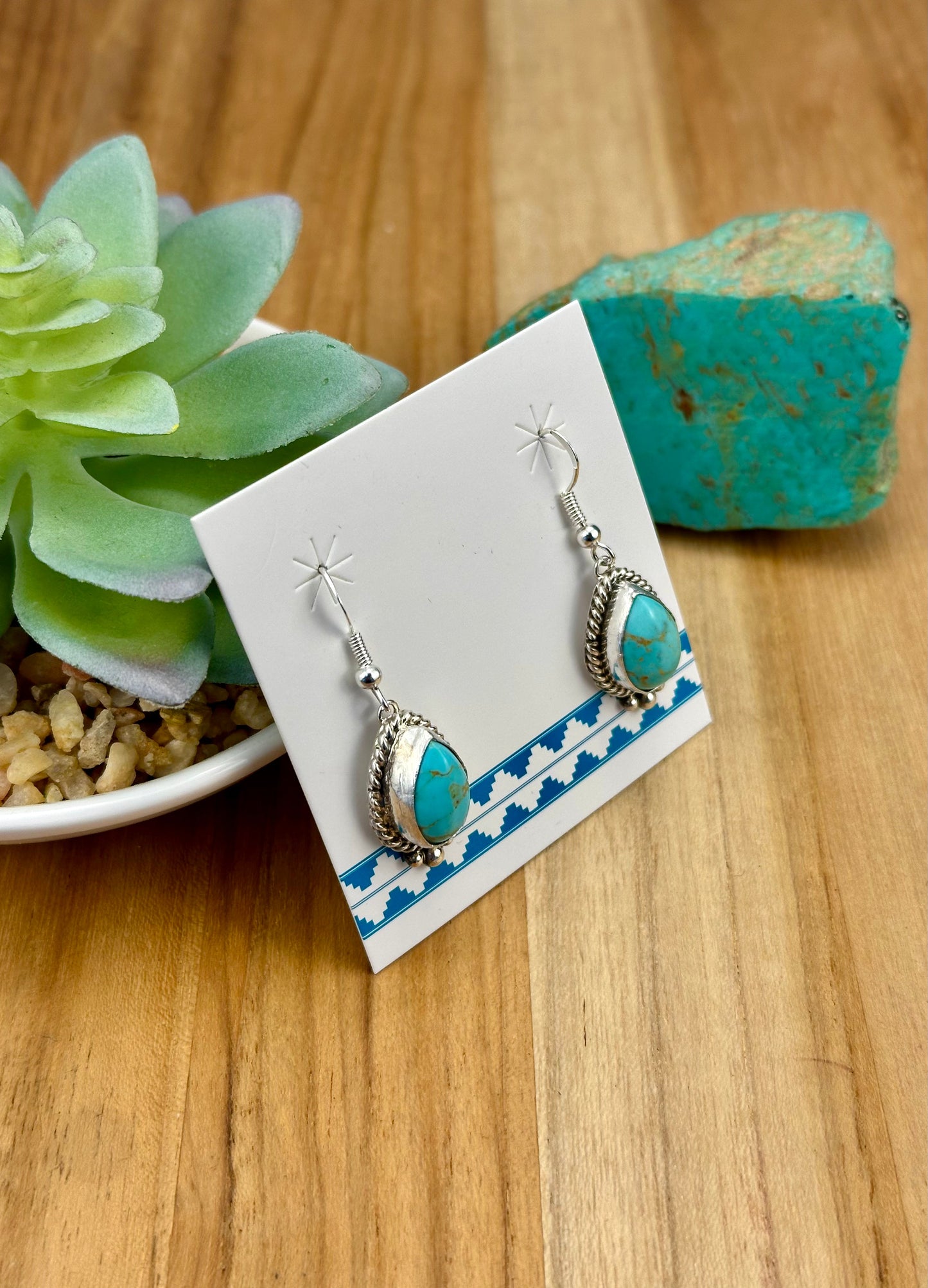 Kingman Turquoise Teardrop Dangle Earrings