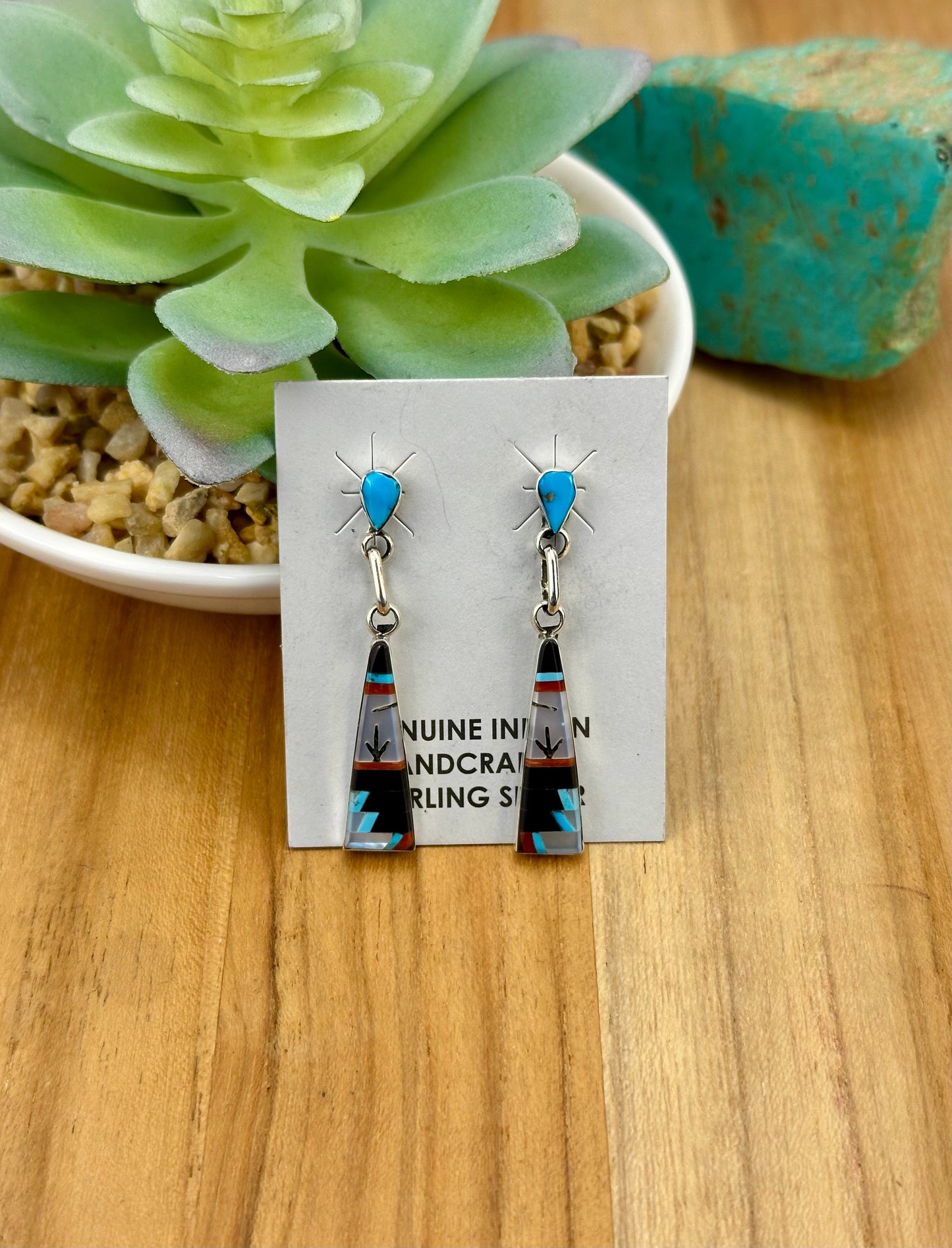 Multi Stone Zuni Inlay Earrings