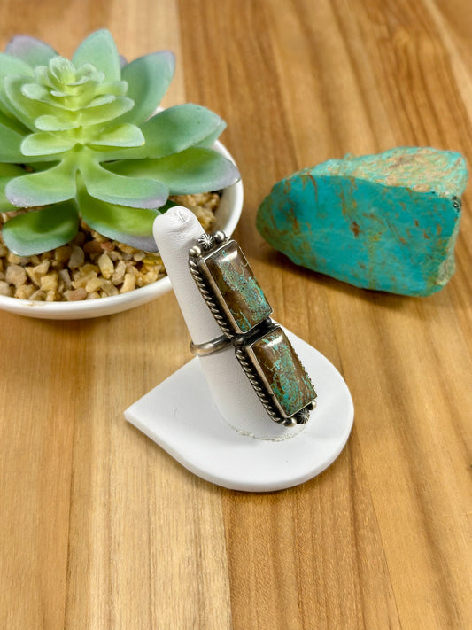 #8 Turquoise 2 Stone Sterling Ring