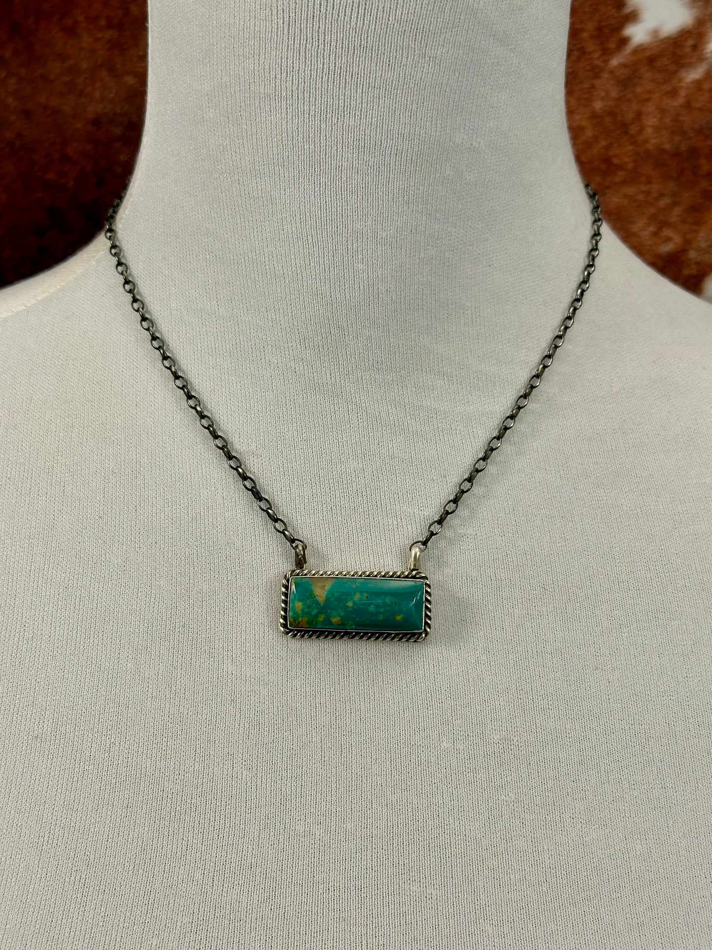 Kingman Turquoise Bar Sterling Necklace
