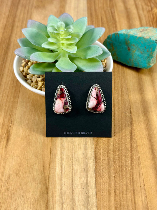 Dahlia Rose Triangle Stud Earrings