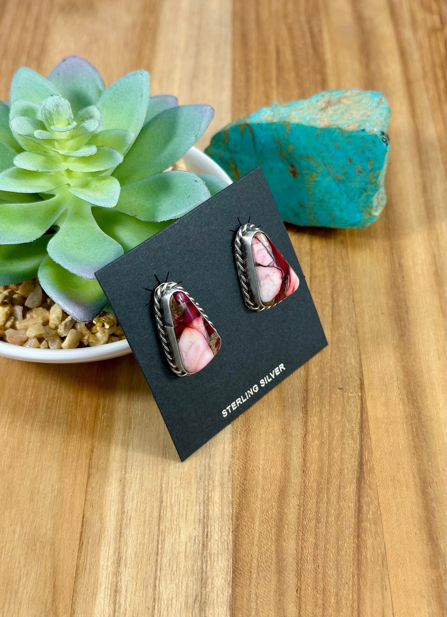 Dahlia Rose Triangle Stud Earrings