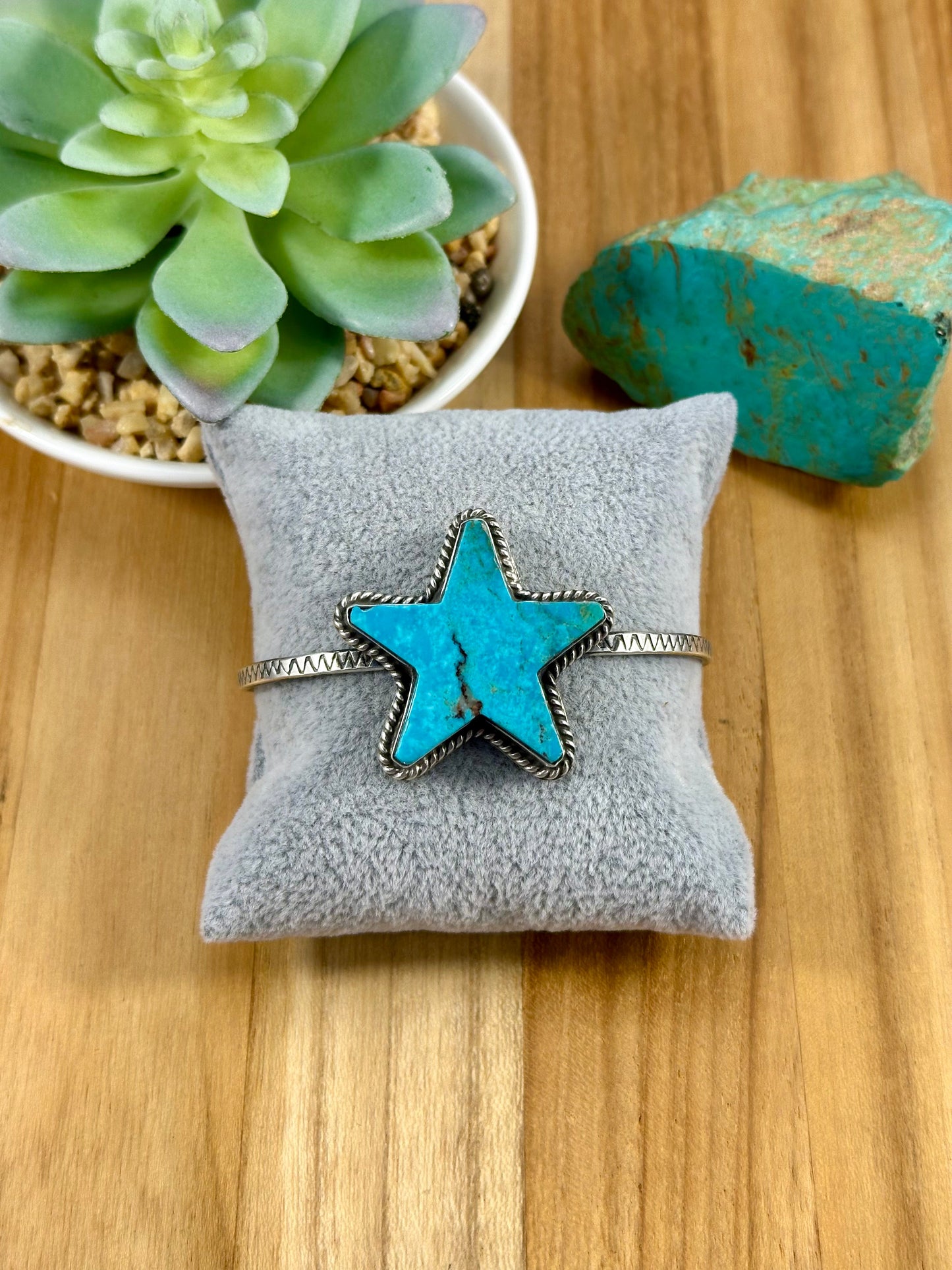 Kingman Turquoise Star Sterling Cuff