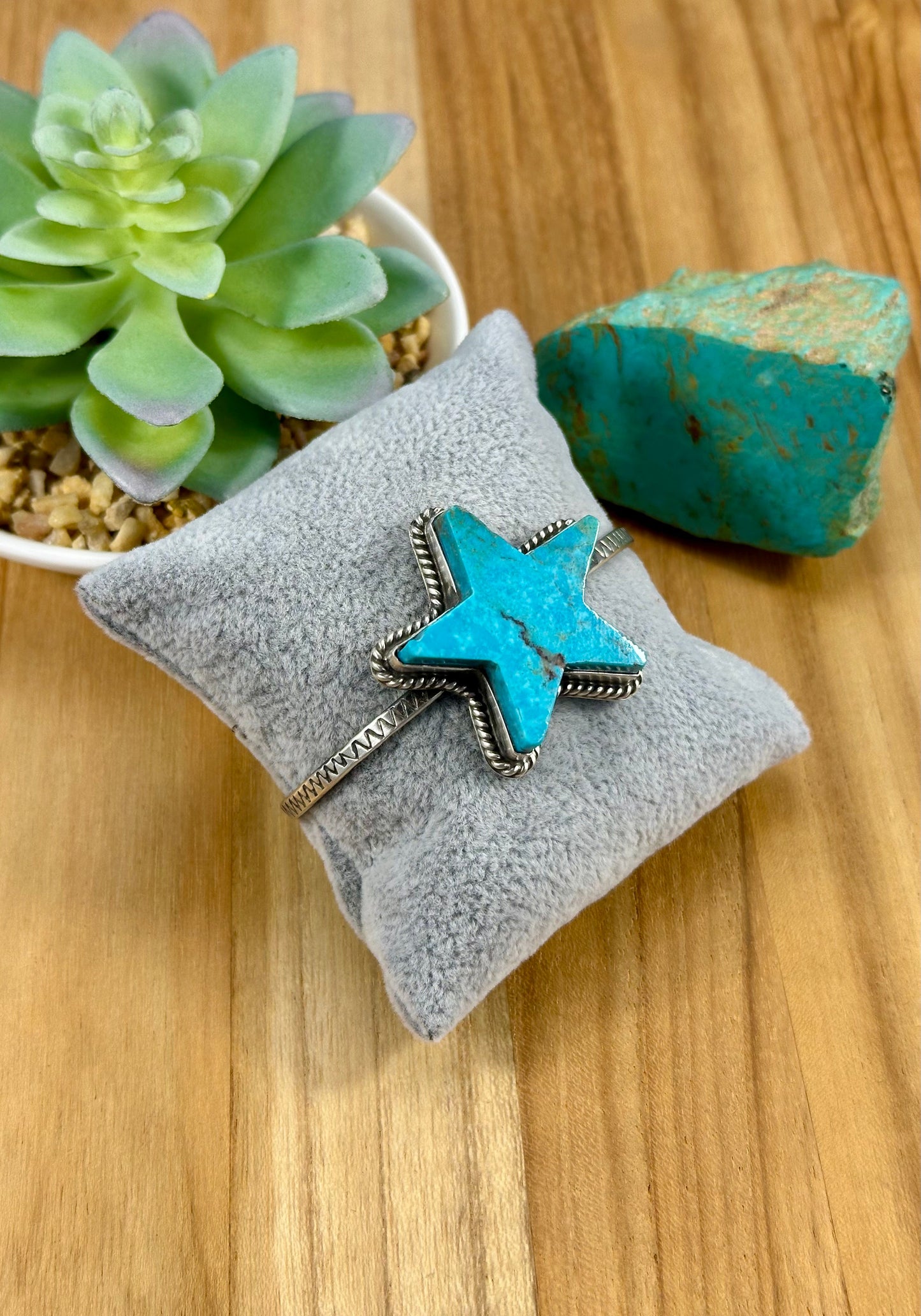 Kingman Turquoise Star Sterling Cuff