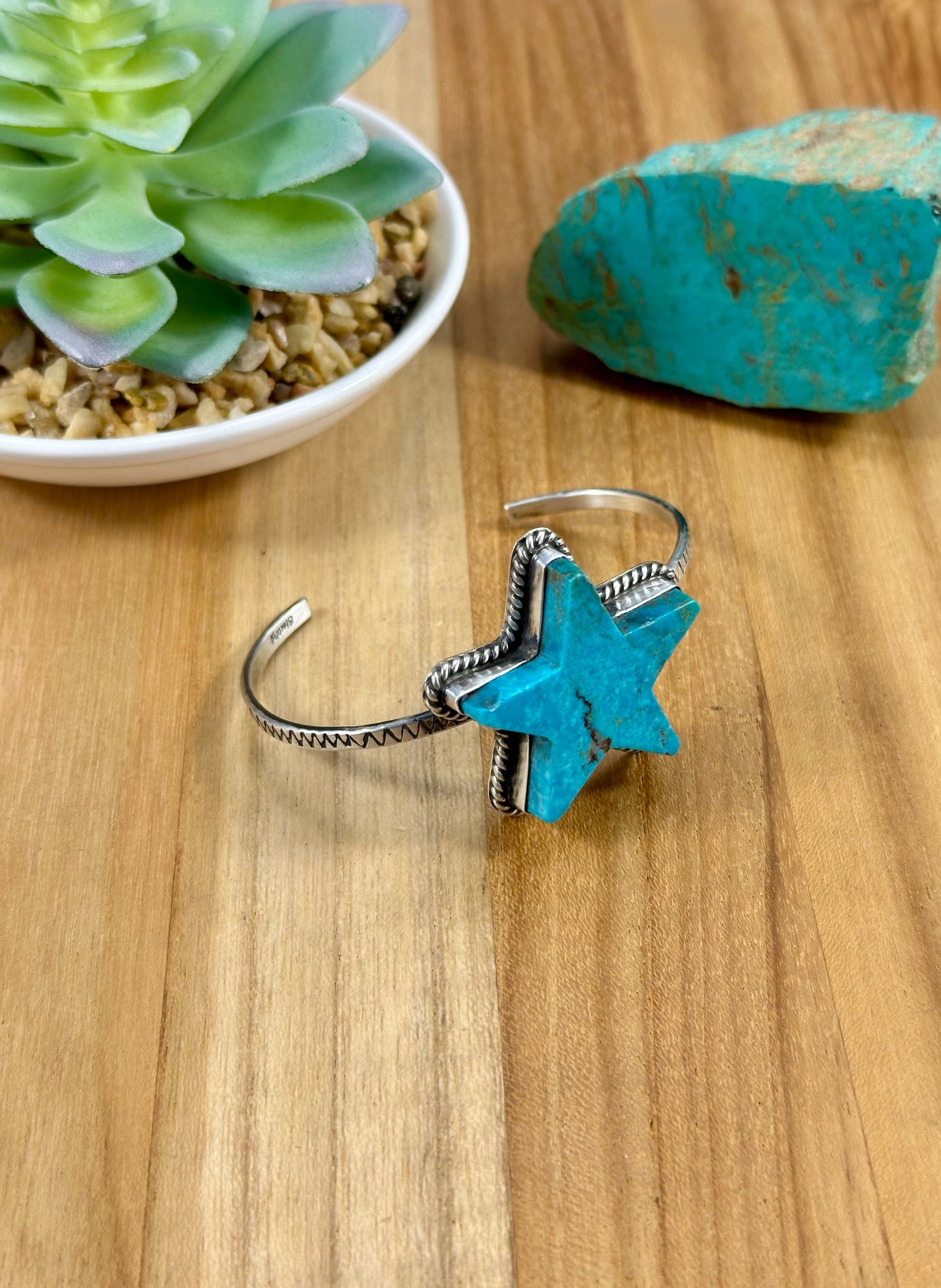 Kingman Turquoise Star Sterling Cuff
