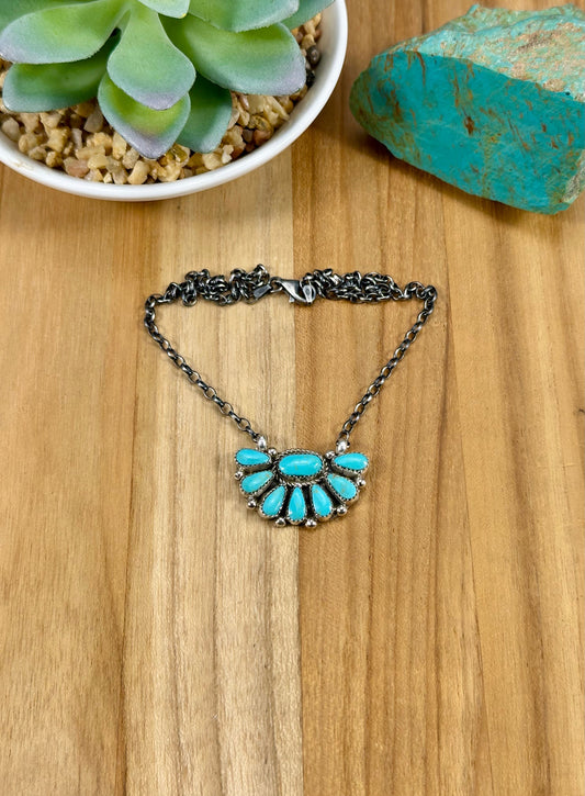 Kingman Turquoise Half Cluster Necklace