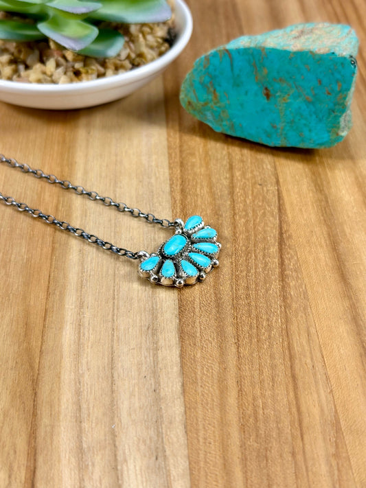 Kingman Turquoise Half Cluster Necklace