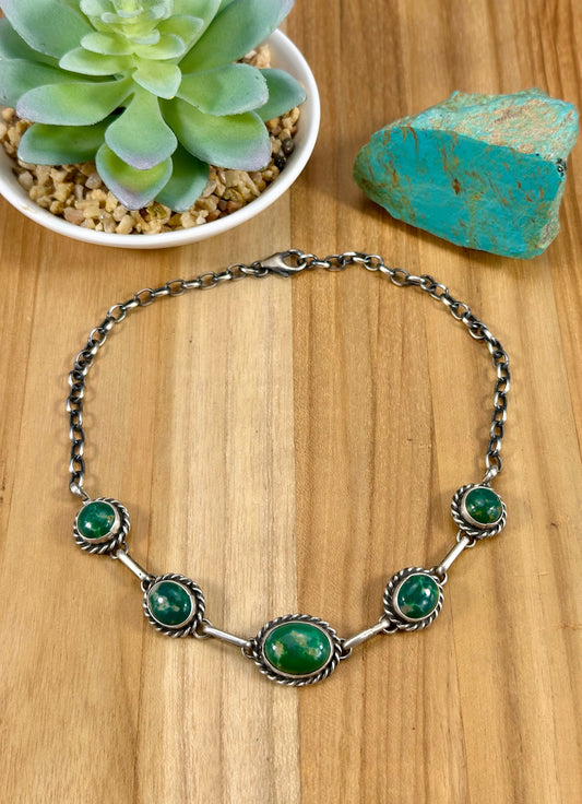 Kingman Turquoise 5 Stone Choker Necklace