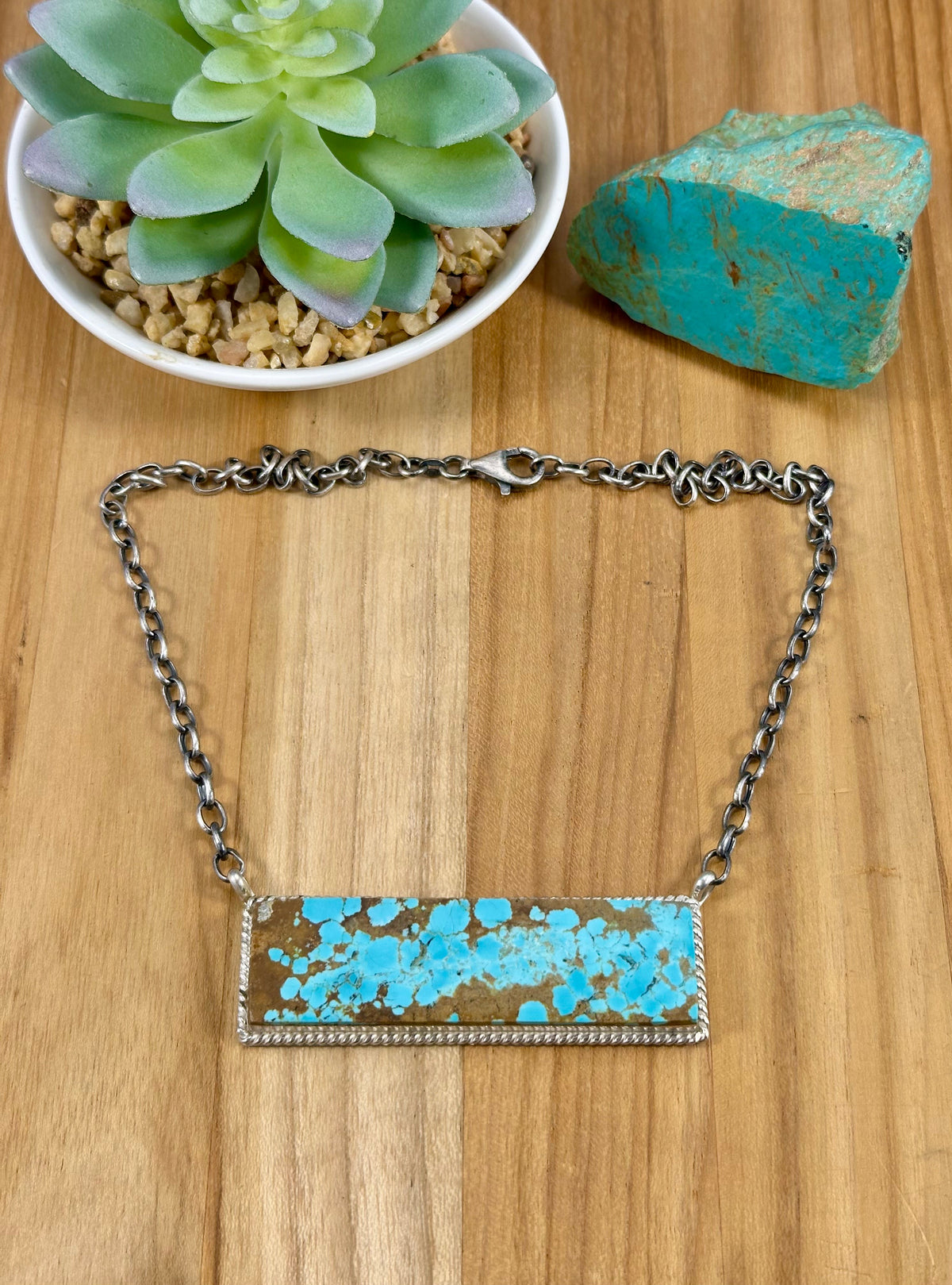 #8 Turquoise Bar Sterling Necklace