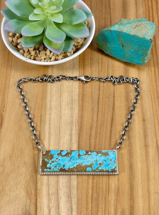 #8 Turquoise Bar Sterling Necklace
