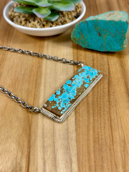 #8 Turquoise Bar Sterling Necklace