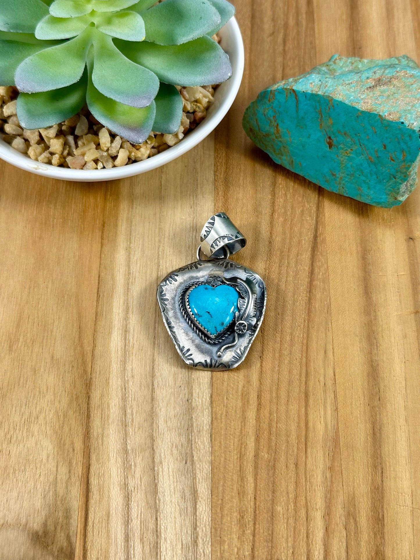 Kingman Turquoise Cowboy Hat Sterling Pendant