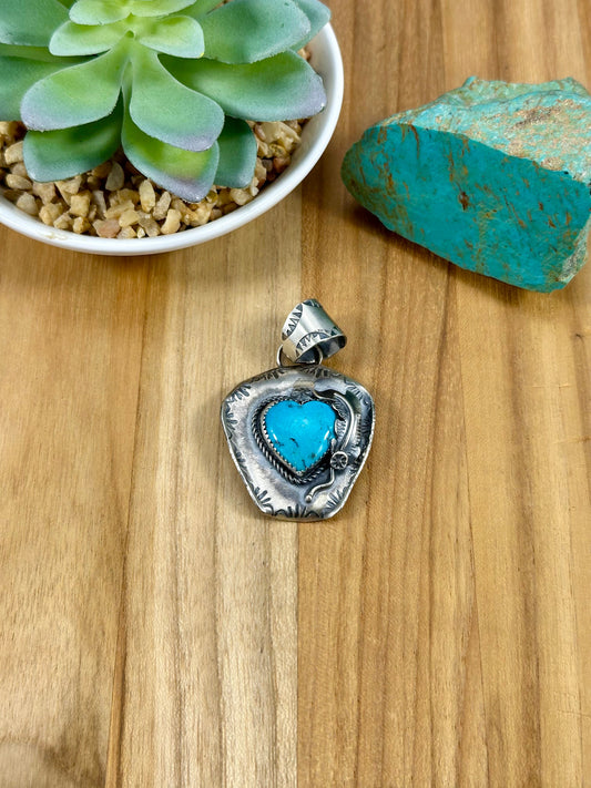 Kingman Turquoise Cowboy Hat Sterling Pendant