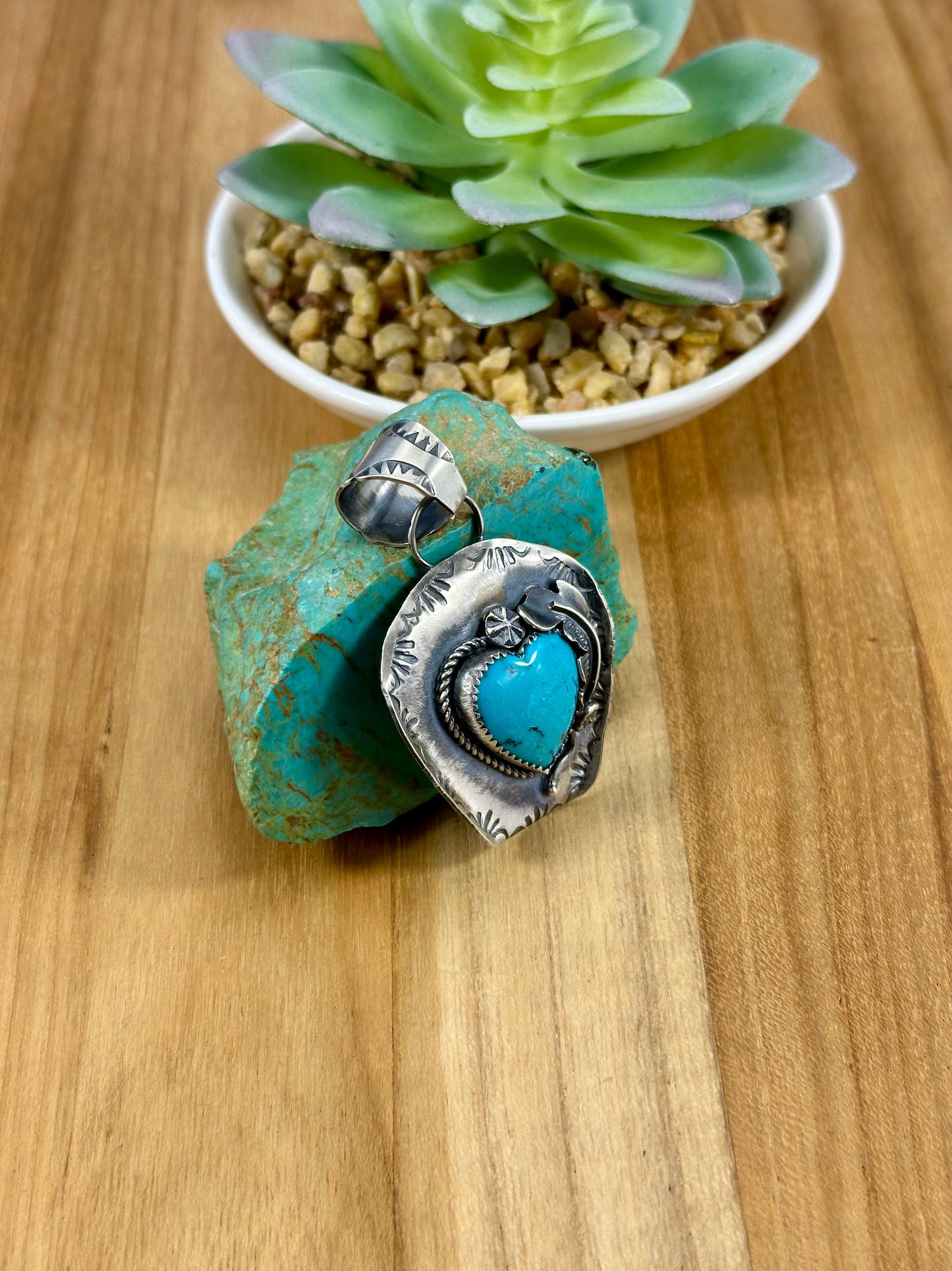 Kingman Turquoise Cowboy Hat Sterling Pendant