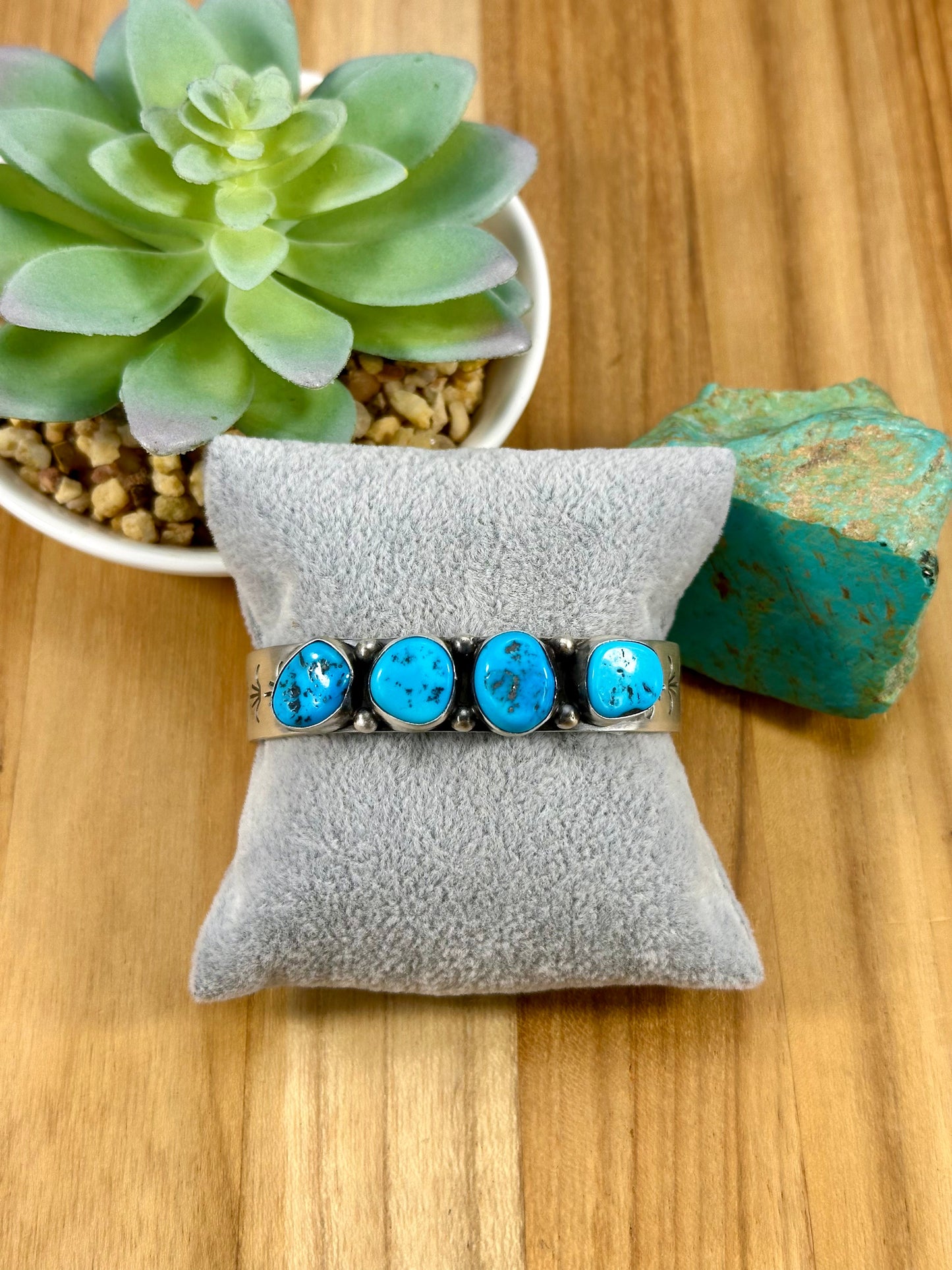 Sleeping Beauty 4 Stone Turquoise Cuff