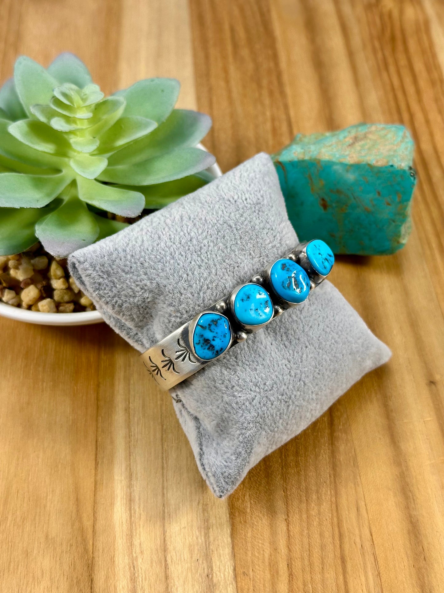 Sleeping Beauty 4 Stone Turquoise Cuff
