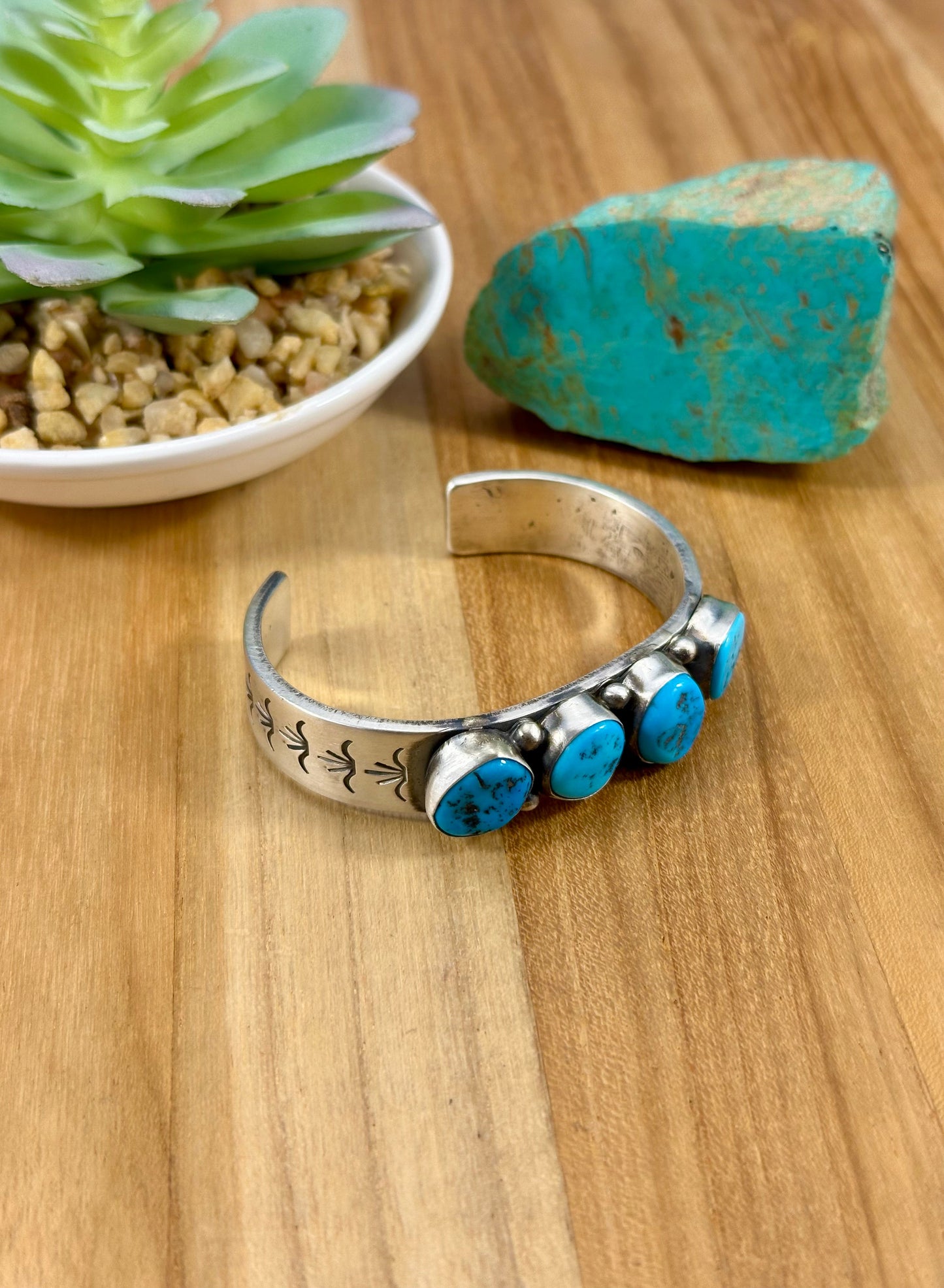 Sleeping Beauty 4 Stone Turquoise Cuff