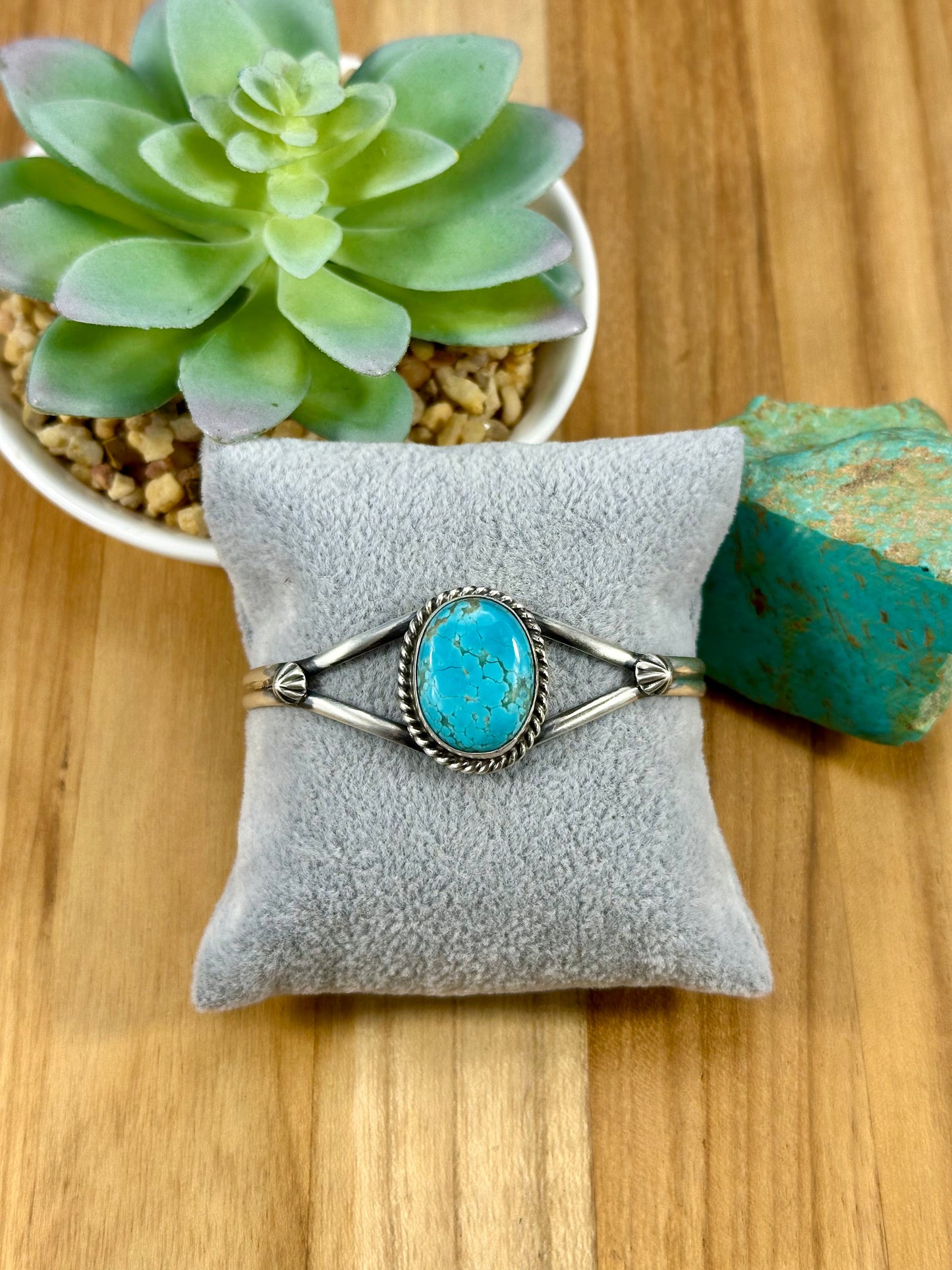 #8 Turquoise Single Stone Sterling Cuff