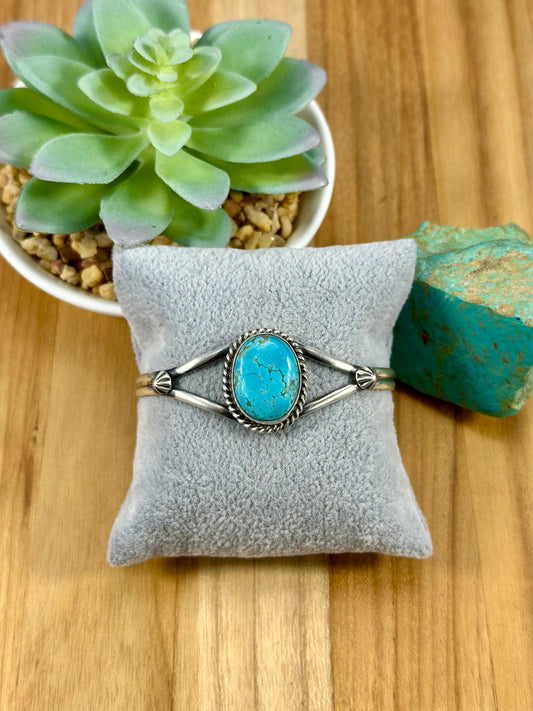 #8 Turquoise Single Stone Sterling Cuff