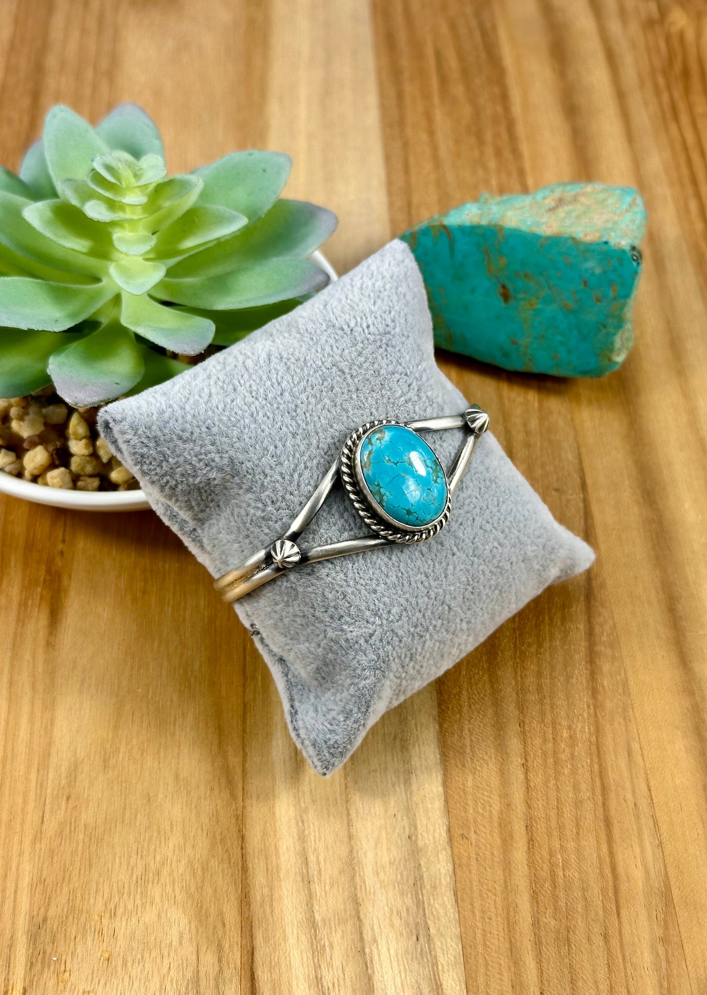 #8 Turquoise Single Stone Sterling Cuff