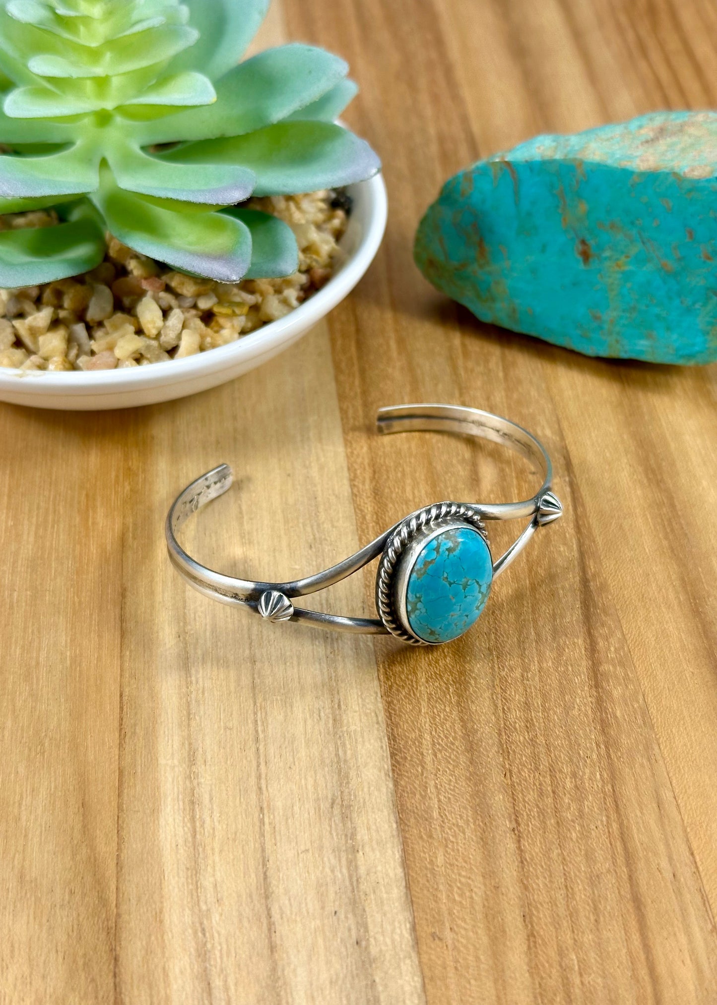 #8 Turquoise Single Stone Sterling Cuff