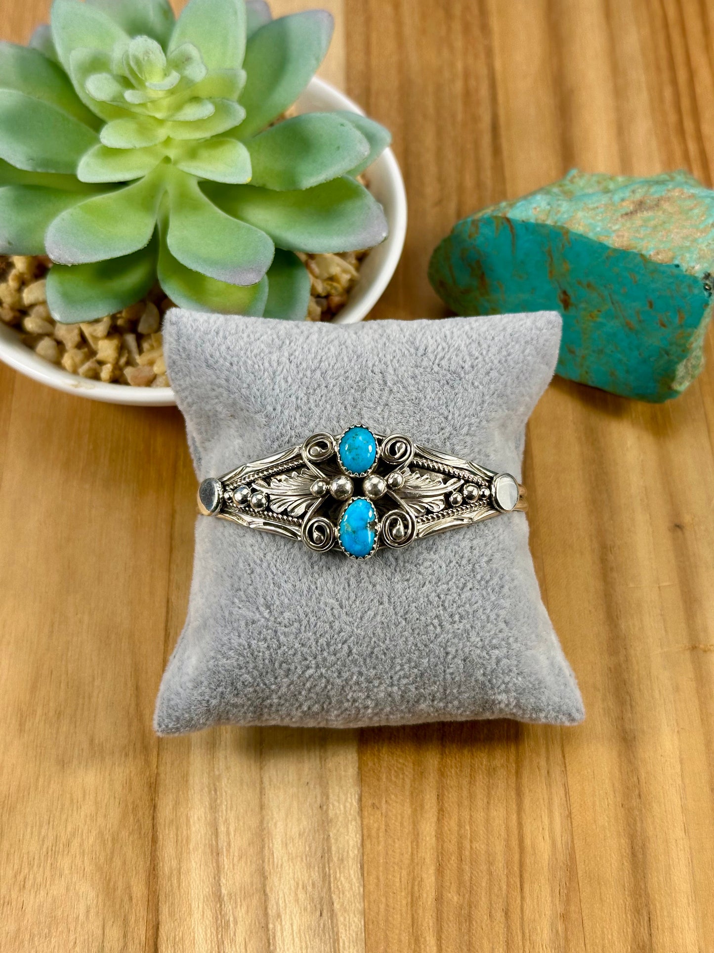 Kingman Turquoise 2 Stone Sterling Cuff