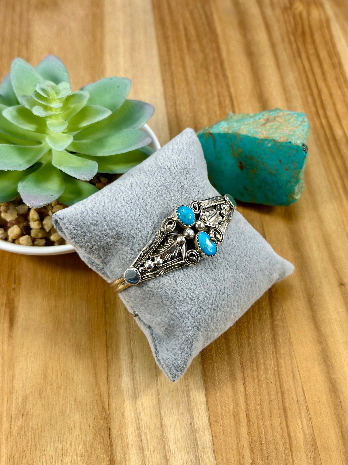 Kingman Turquoise 2 Stone Sterling Cuff