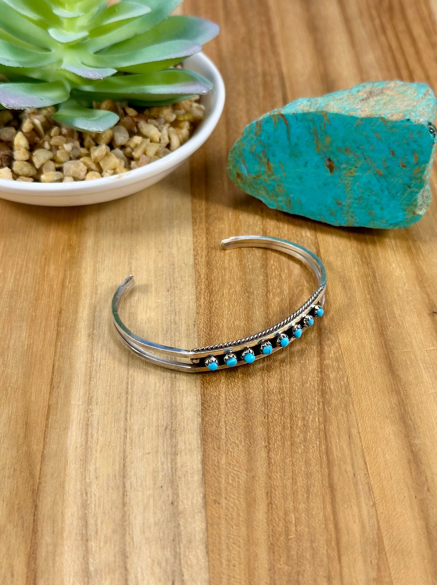 Kingman Turquoise Row Cluster Cuff