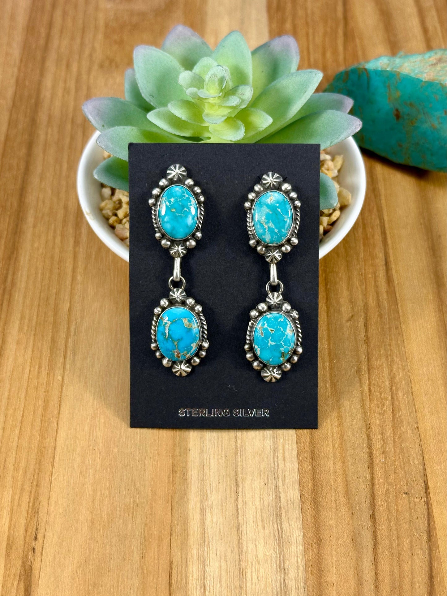 Kingman Turquoise Squash Blossom Necklace Set