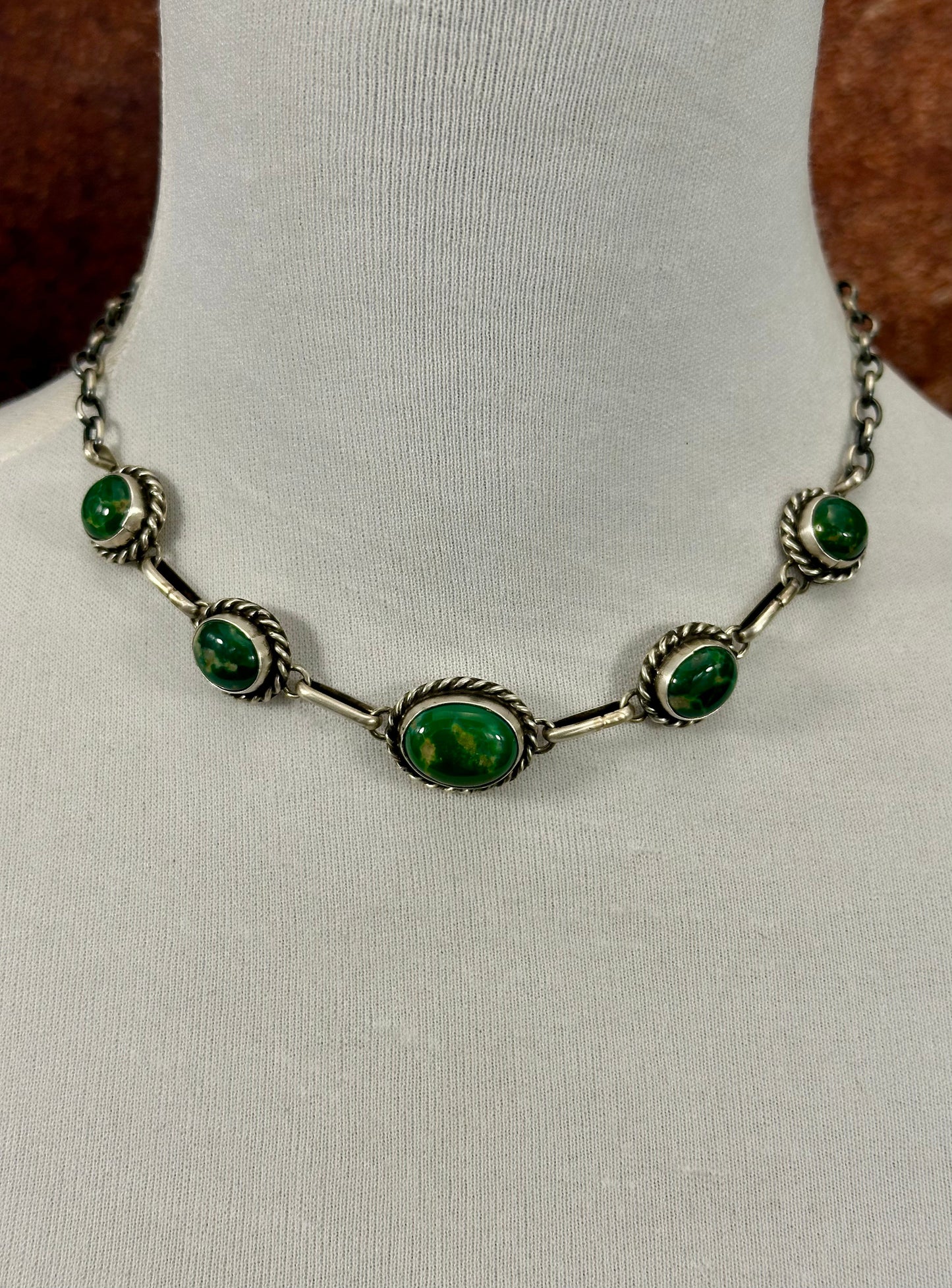 Kingman Turquoise 5 Stone Choker Necklace